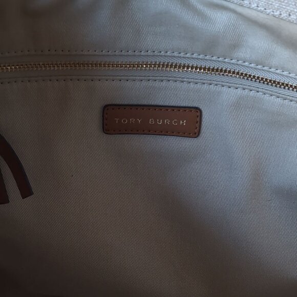 TORY BURCH Tote Ella Large Embroidered Logo Canvas Tote - Picture 9 of 11